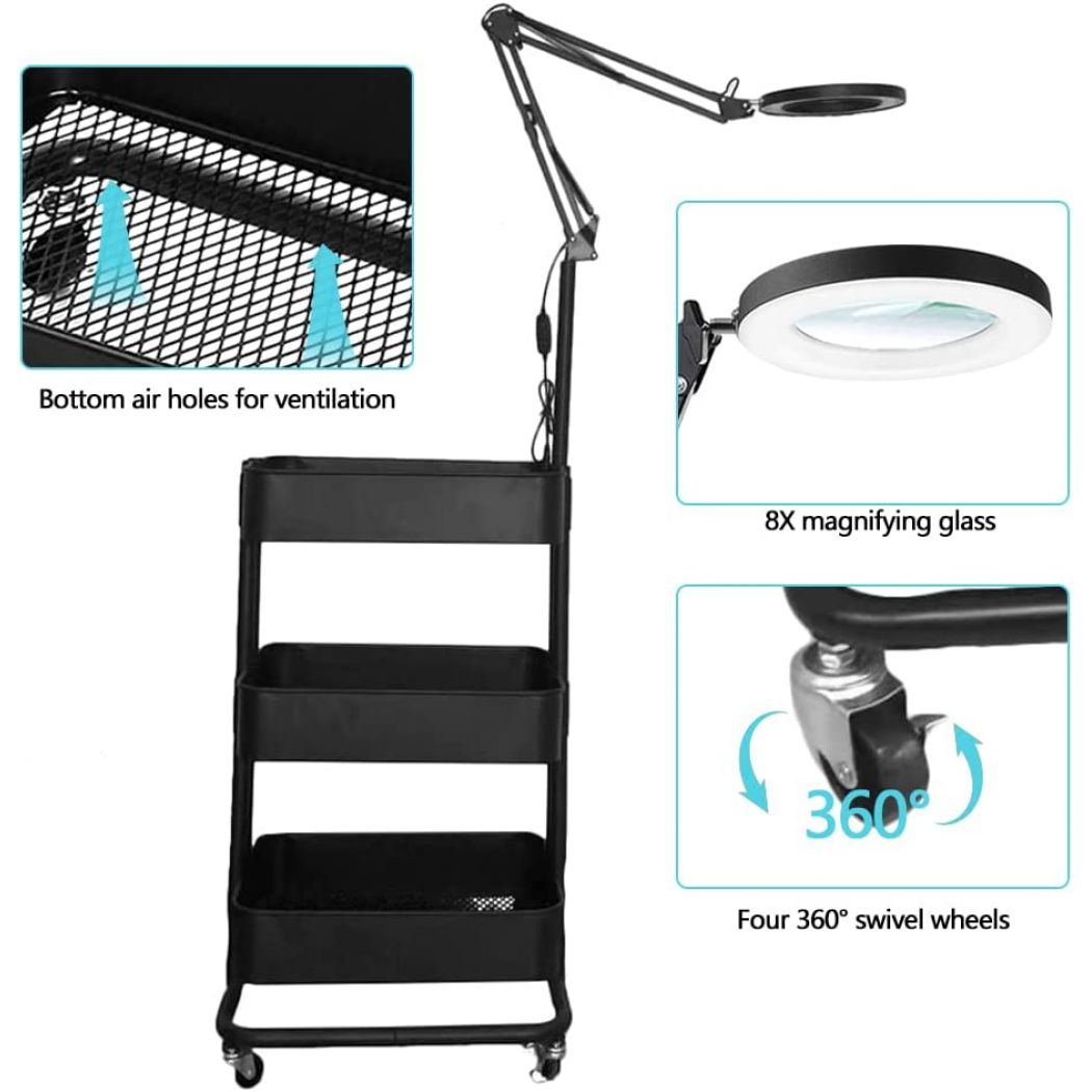 Stylish Makeup LED Light Salon Trolley 